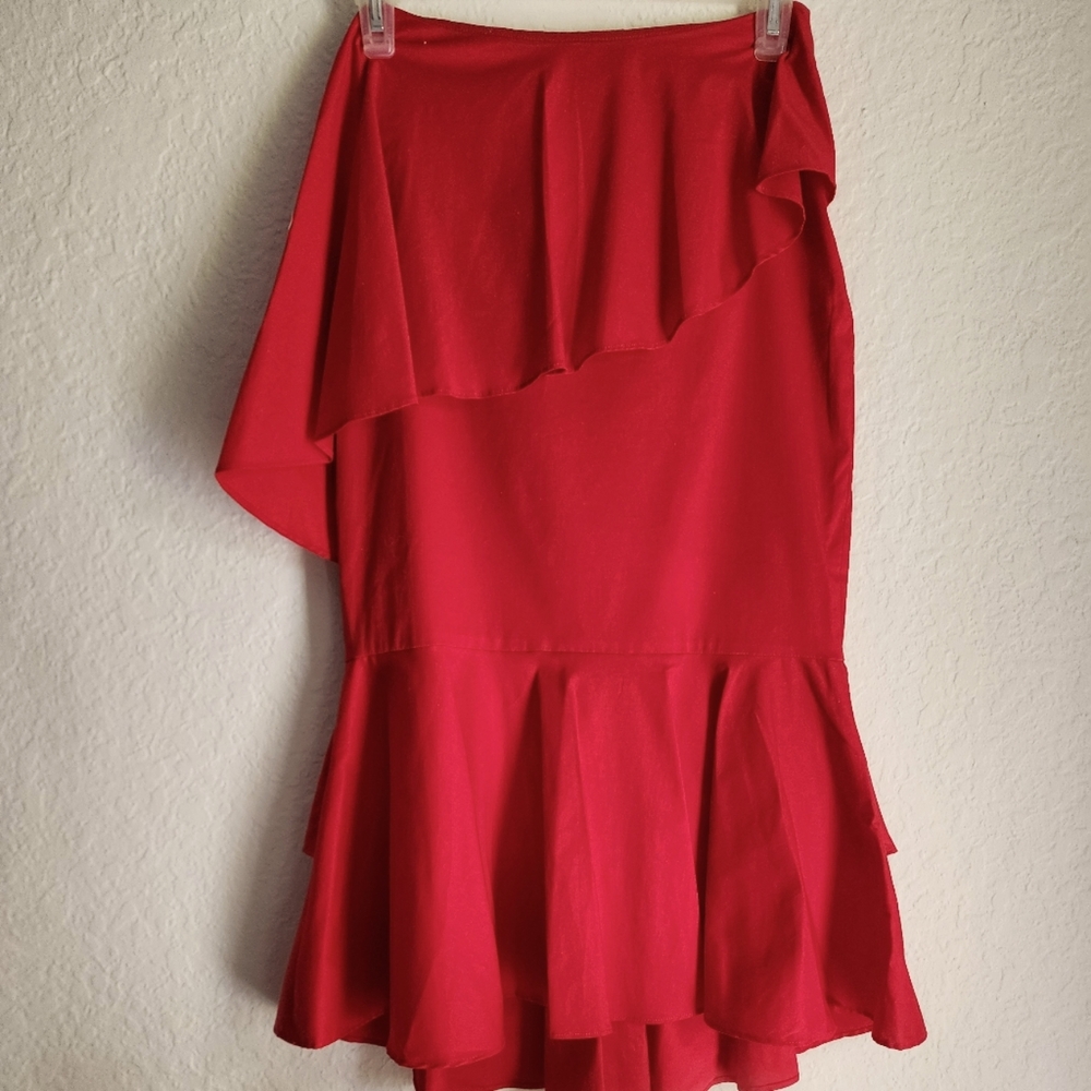 Scripted Ruffle Midi Skirt
